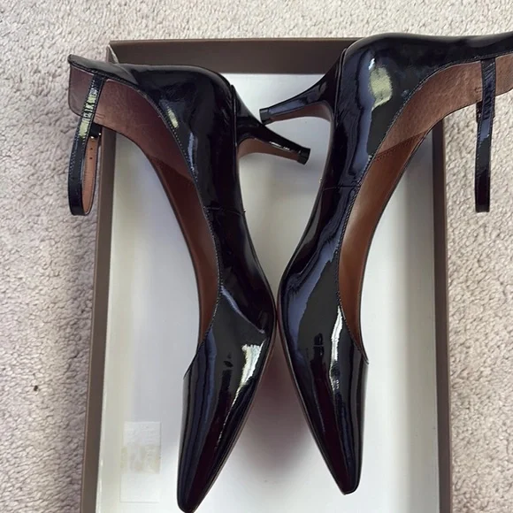 Paolo Black Patent Leather Heels with Ankle Straps - Picture 2 of 6